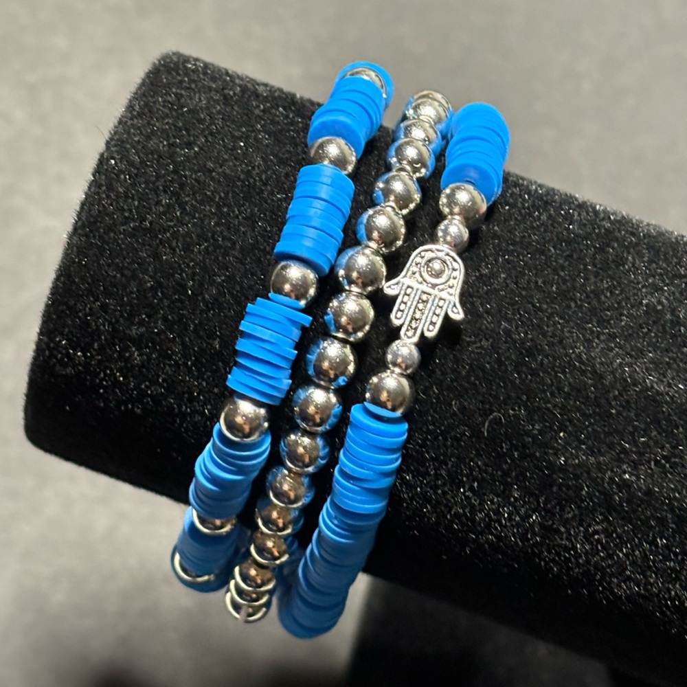 🌹 Hamsa hand blue/silver bracelet